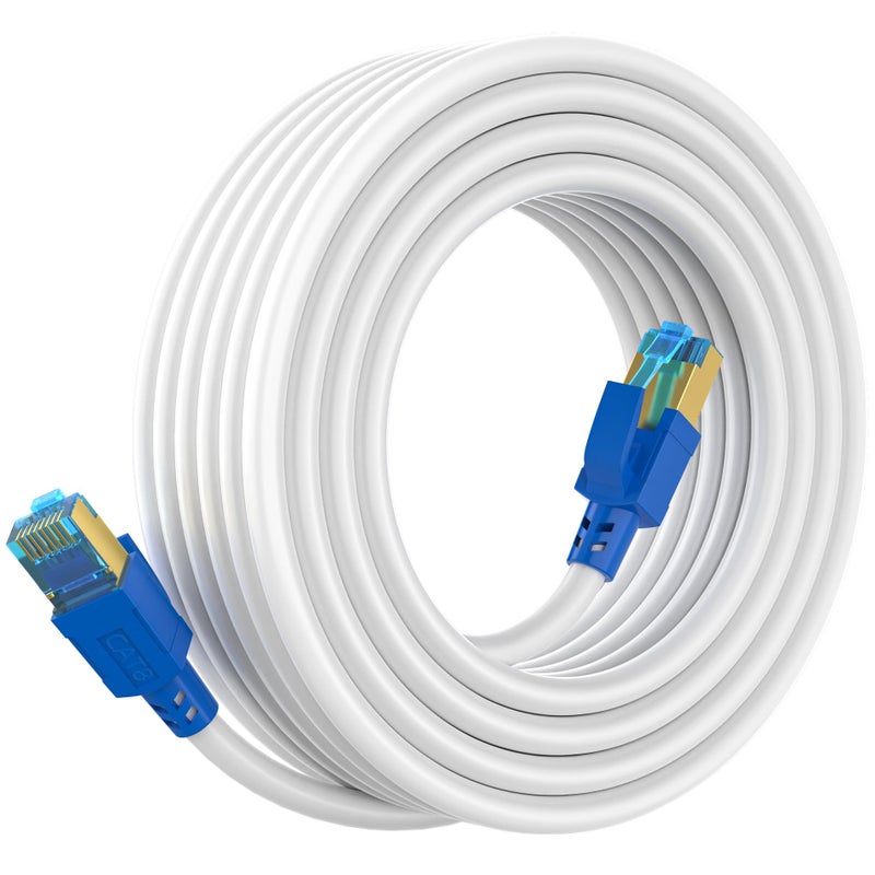 AOPOCKAN TECH Cat 8 Ethernet Cable 75 ft,Internet Network Long LAN Cable,Weatherproof Shielded High Speed 75 Feet Heavy Duty 2000MHz 40Gbps with Gold Plated RJ45 Patch Cable for Gaming, Xbox, PS4, Modem,Route-White - Image 1